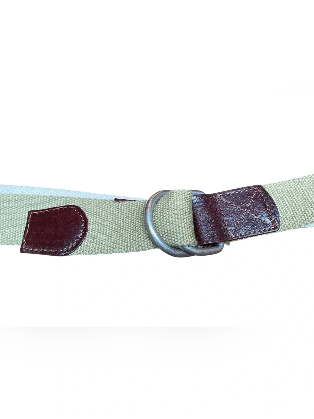 Leather Canvas D-Ring Belt Striped L XL (47